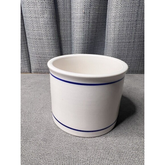 Norpro Butter Keeper French Bell Stoneware Dish Crock Kitchen blue stripe 4 Inch - Picture 8 of 12